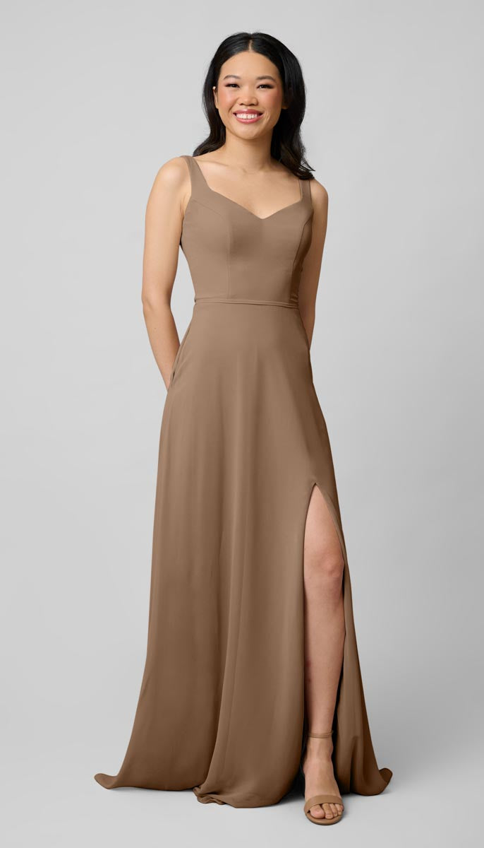 cheap tan bridesmaid dresses Kennedy Blue Zoey Chiffon Platinum Dress Color:GINGHAM - SKY BLUE msf2406 A sleek satin floor Black Sneaker Ball Dress
