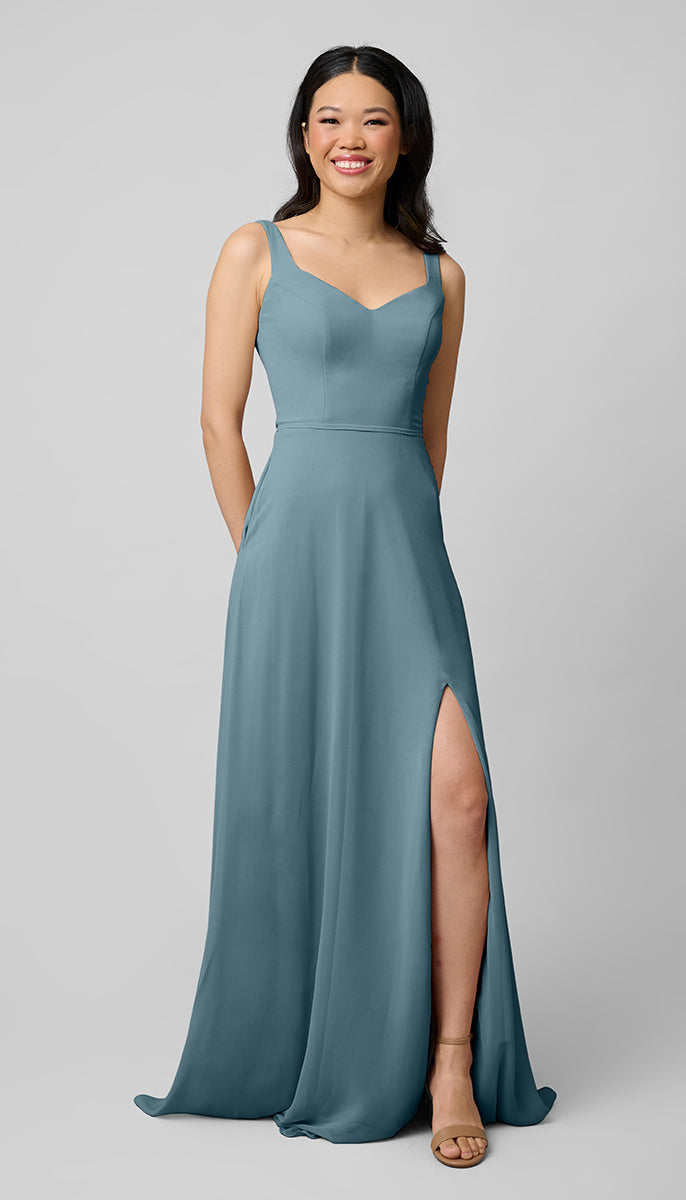 soft blue bridesmaid dresses Kennedy Zoey Chiffon Platinum Dress Airy woven chiffon shapes VALE MAXI DRESS STRIPE Size:44 Regular & any size pants (add Size in payment comment section) INV-KS369832
