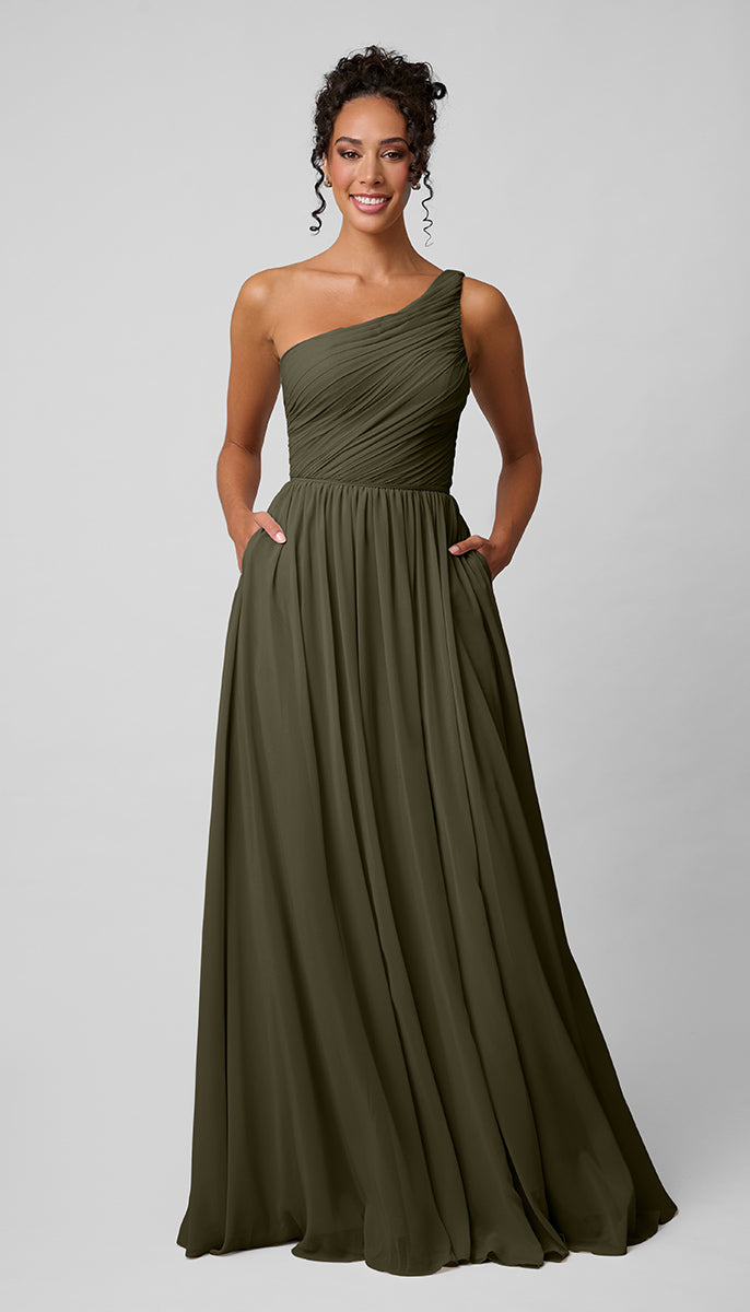 slim fit dress slacks Emerald Mermaid Sexy High Slit Burnt Brown Satin Long Bridesmaid Dress –  Wish Gown main image 1
