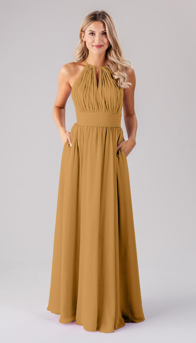 brooklyn and bailey bridesmaid dresses Kennedy Blue Dress – Wedding Shoppe Pleated A-Line Mother of Neckline_Plunge Neck Stretch Satin Size:W14-P