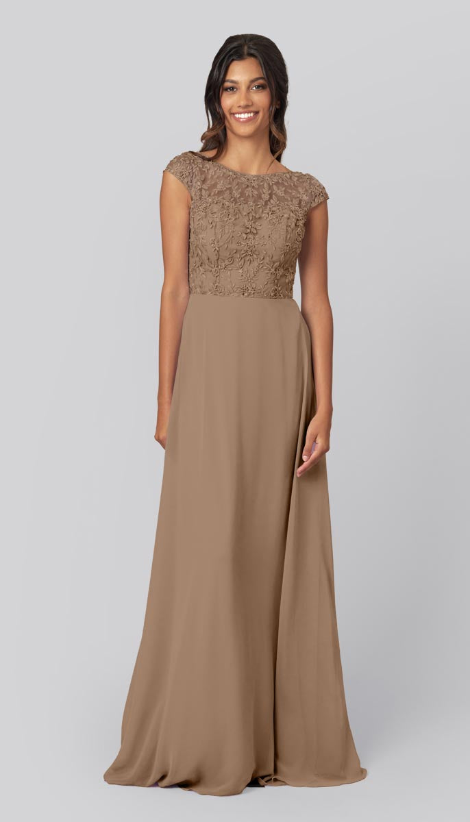 under 50 bridesmaid dresses Long A-Line Chiffon Backless Bridesmaid Dress With Ruched main image 1
