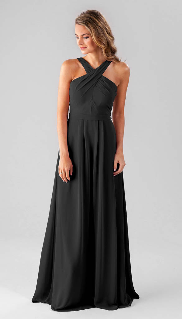elena bridesmaid dress Elena Luxe Satin High Neck Bridesmaids Dress