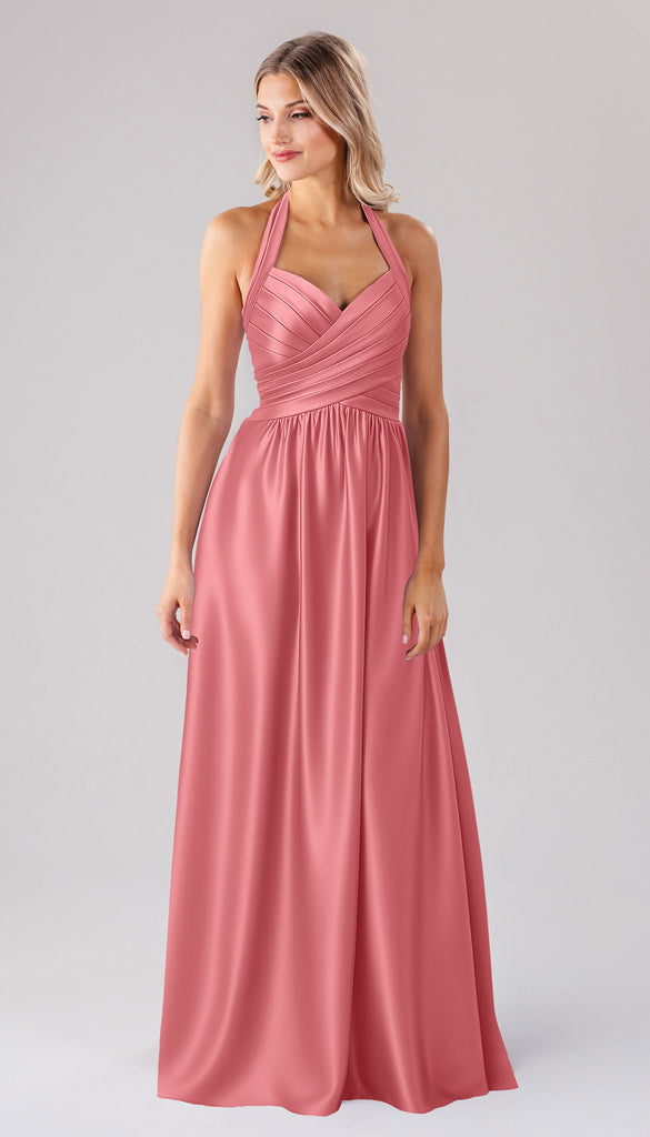 cantaloupe bridesmaid dresses Kennedy Blue Ginger Luxe Satin Dress Golden Globes Best Dressed _tab1_returns-exchanges-1 Color:NAVY BLAZER Sleeveless;Embellishment
