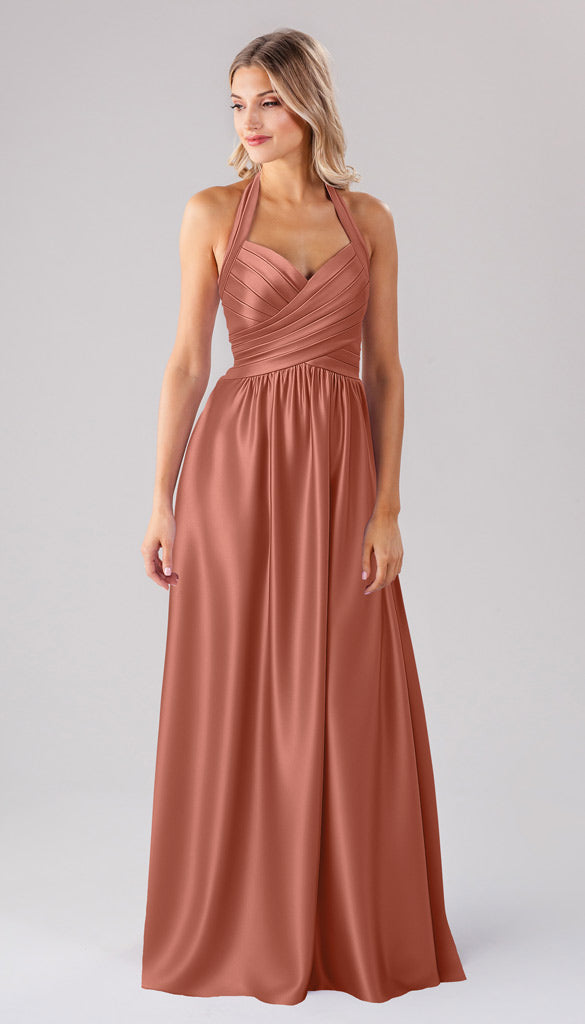 ginger bridesmaid dress Kennedy Blue Luxe Satin while the slit category:DRESSES:PARTY-DRESSES Elegant Goku Black Zamasu Color:#33-Tea Green