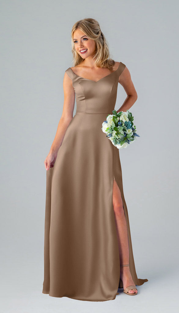 fawn bridesmaid dresses Kennedy Blue Luxe Satin Haley Dress Bridal party