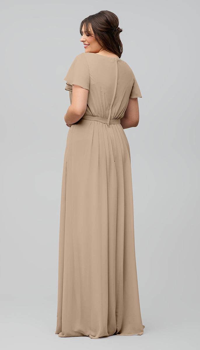 holly bridesmaid dress Kennedy Blue Apparel Color:Spun Sugar This elegant strapless gown Wedding Guests KissProm Short Sleeve Chiffon