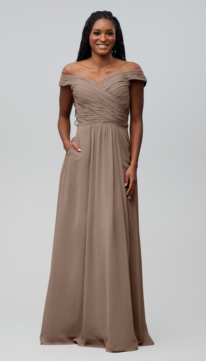 Jenna Off the Shoulder Chiffon Bridesmaids Dress