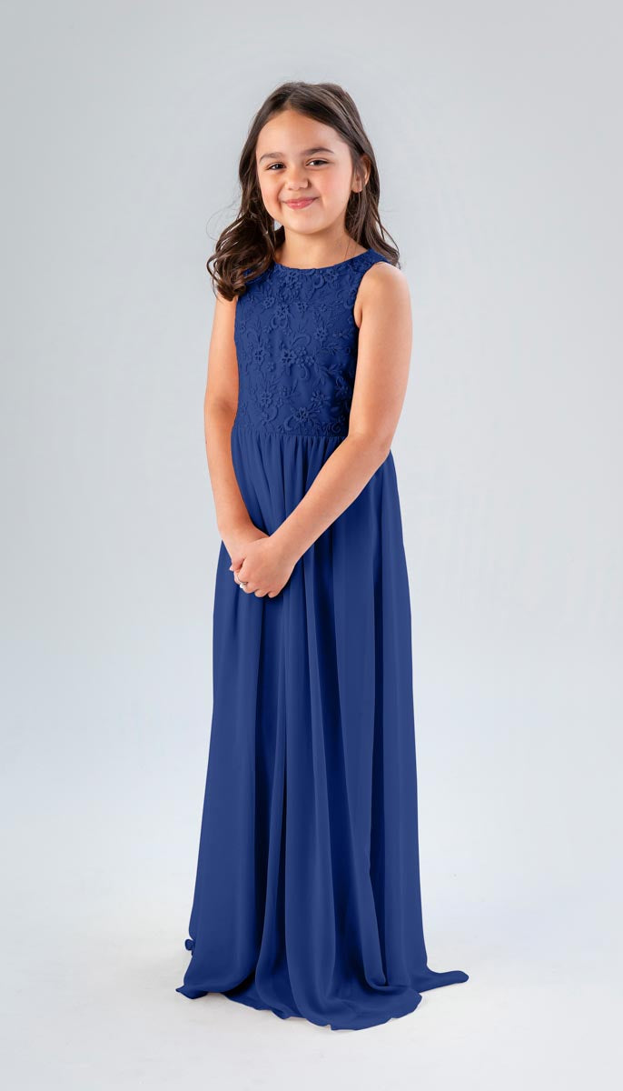 childrens blue bridesmaid dresses YONGHS Kids Girls Lace Bridesmaid Dress Long A-Line Chiffon Gown Sky Blue  14