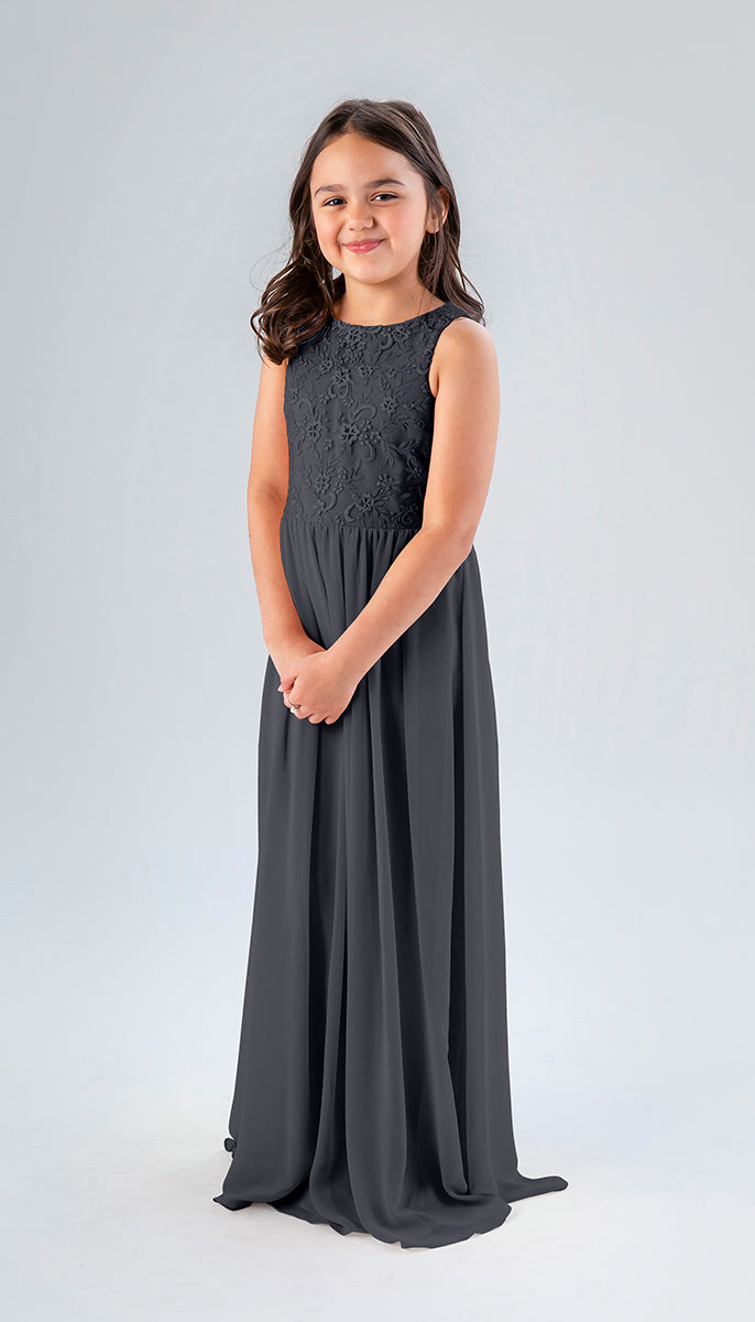 childrens grey bridesmaid dresses Tie Shoulder Empire Waist Junior Bridesmaid Dress