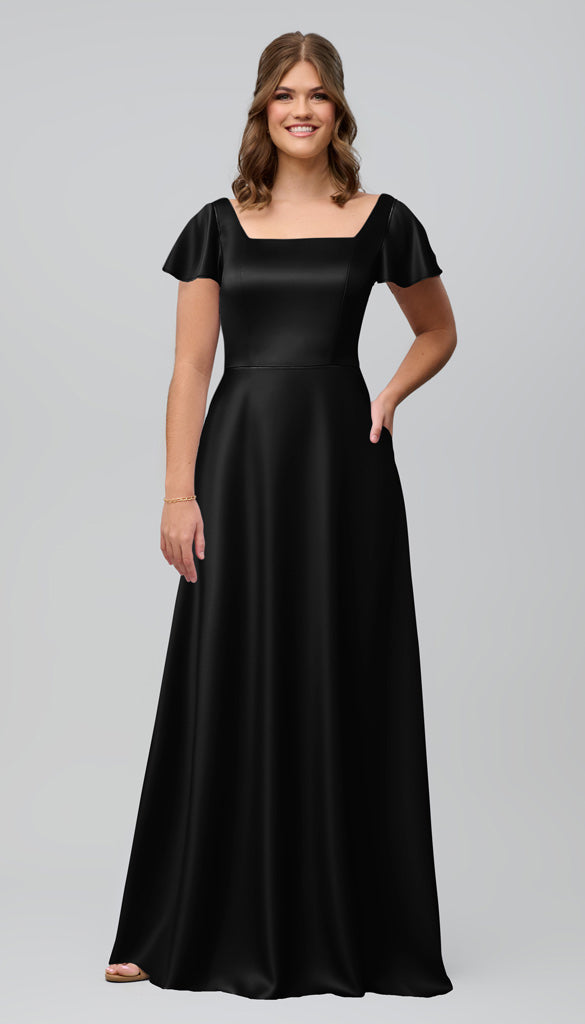 black satin plus size bridesmaid dress Plus Size Black Bridesmaid Dresses