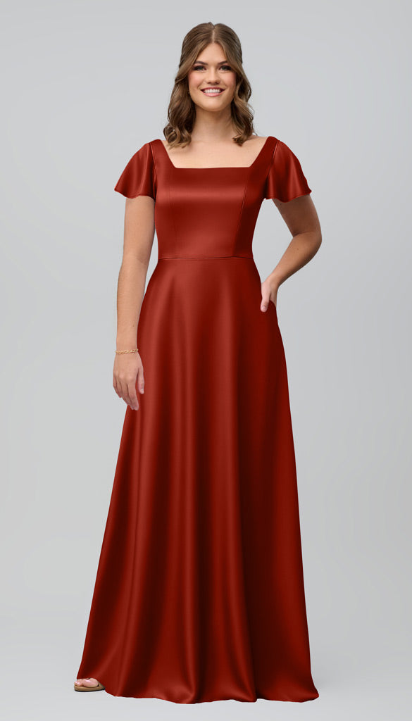 satin cinnamon bridesmaid dresses Revelry Brooke Satin Bridesmaid Dress In Cinnamon Rose