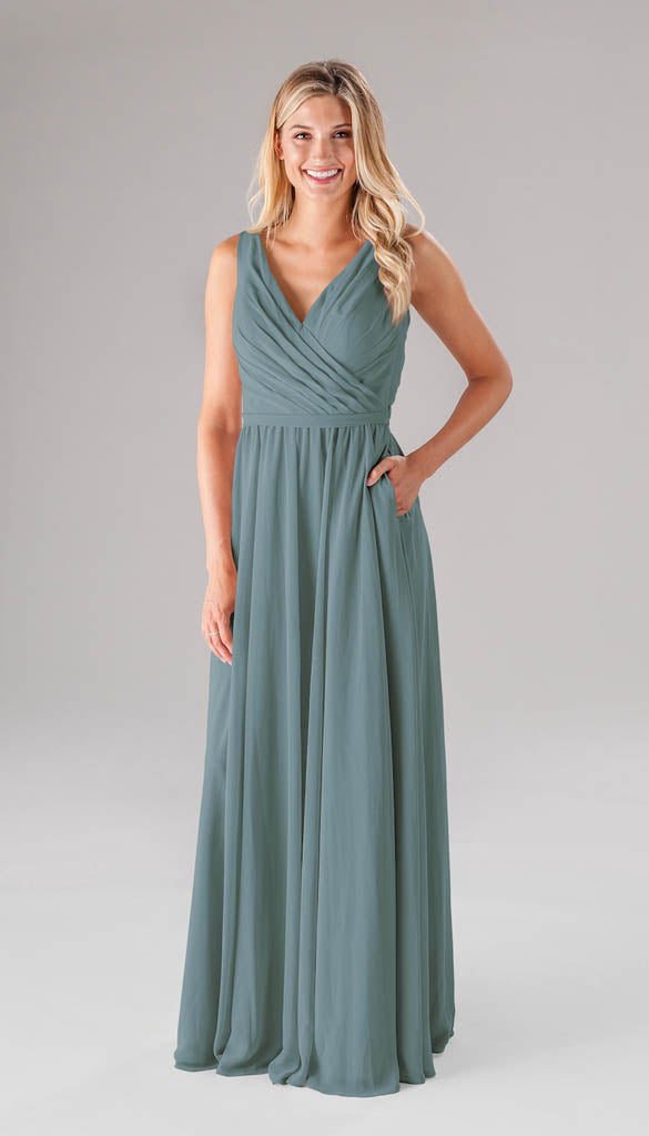 Blue green sales gown for bridesmaid