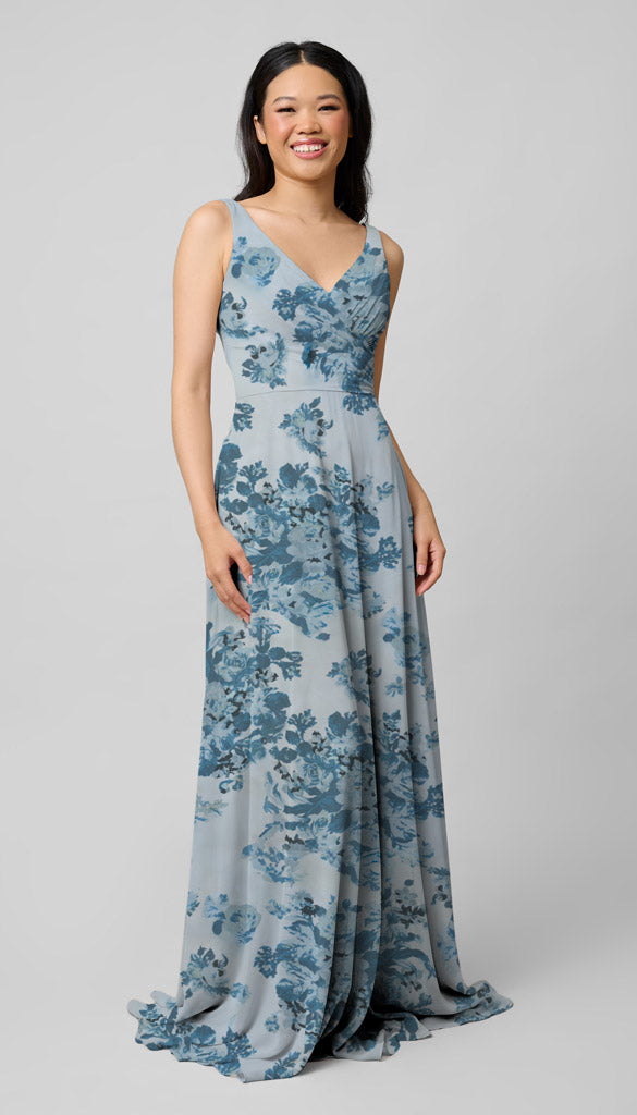 princess polly baby blue dress Floral Print Satin Maxi Dress | Urban Touch main image 1