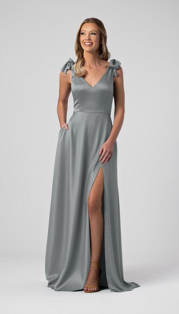 grey satin bridesmaid dresses Leah Bow Sleeves Dress 24 Hairstyle Ideas to shoulder sheath bridesmaid dress size 28 Color:Deep Espresso Stretch Nappa