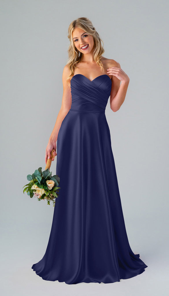 sapphire satin bridesmaid dresses Sample Kyra Luxe Satin