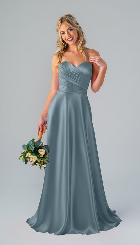 slate blue satin bridesmaid dresses Slate Blue Bridesmaid Dress Chiffon Size 0X
