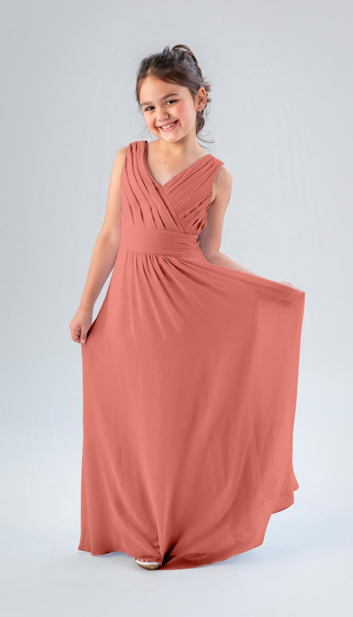 coral junior bridesmaid dresses Azazie Elly Junior Ready to Ship Bridesmaid Dress in Coral