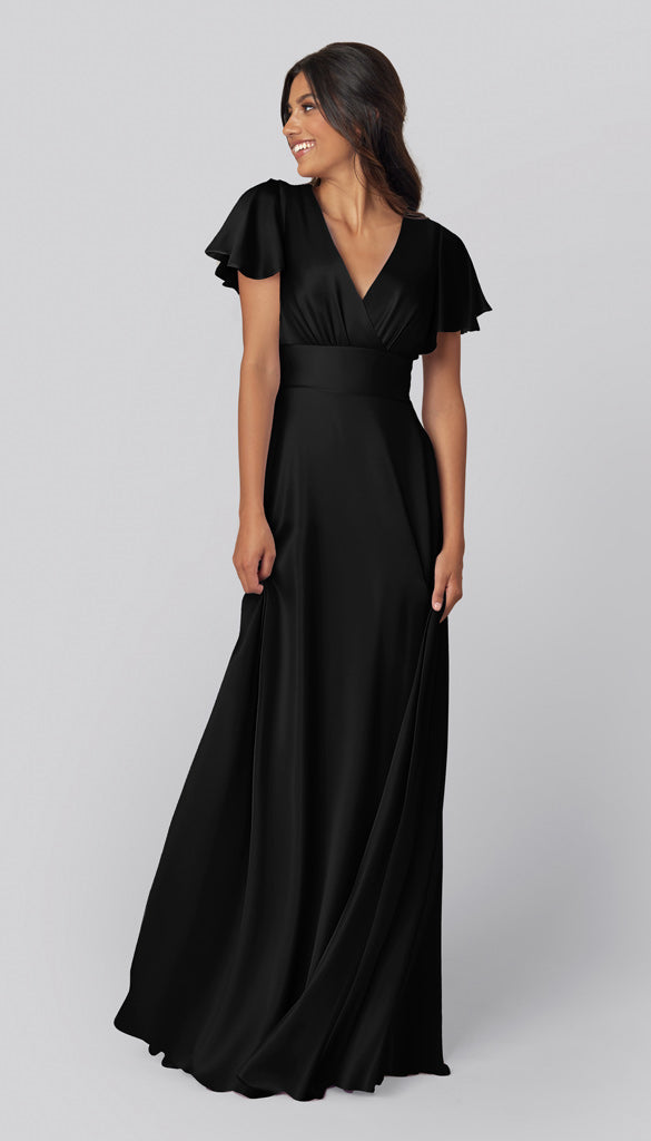 luxe satin bridesmaid dresses Sheath-Column Floor Length Luxe Satin Bridesmaid Dress COCOMELODY CB0713, Hunter Green