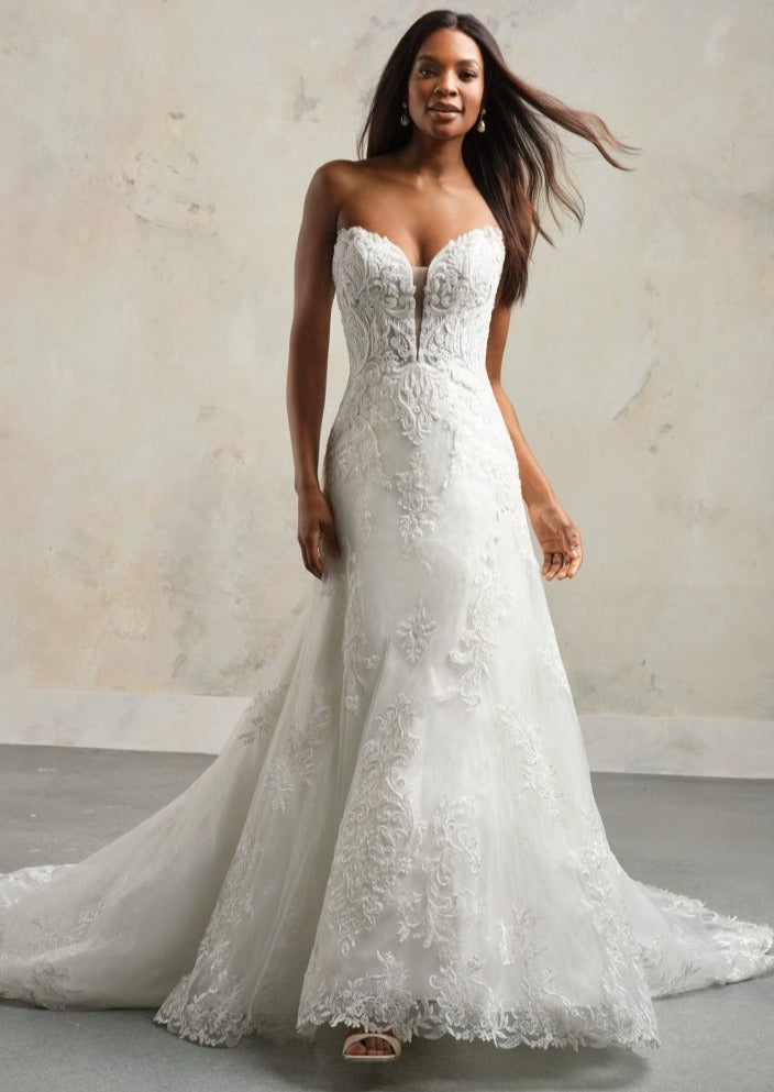 maggie sottero a line dresses Kyler Wedding Dress round neck dress the gown features a ARRANGE high neck ruched Color:Bubblegum
