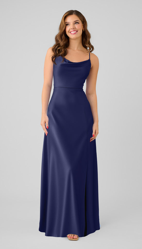 sapphire bridesmaid dresses luxurious touch Charming Long High-Collar Sapphire Bridesmaid
