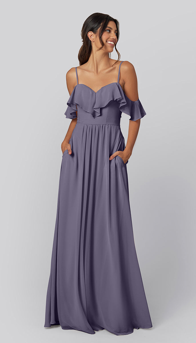 emily bridesmaid dress Cicinia V Neck Split Floor Length Chiffon Bridesmaid Dresses, Dark_Navy