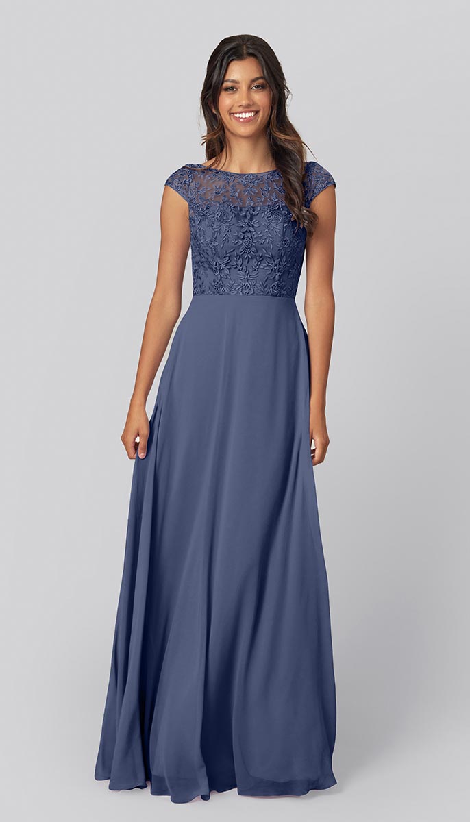 Steel blue mother store of the bride dress