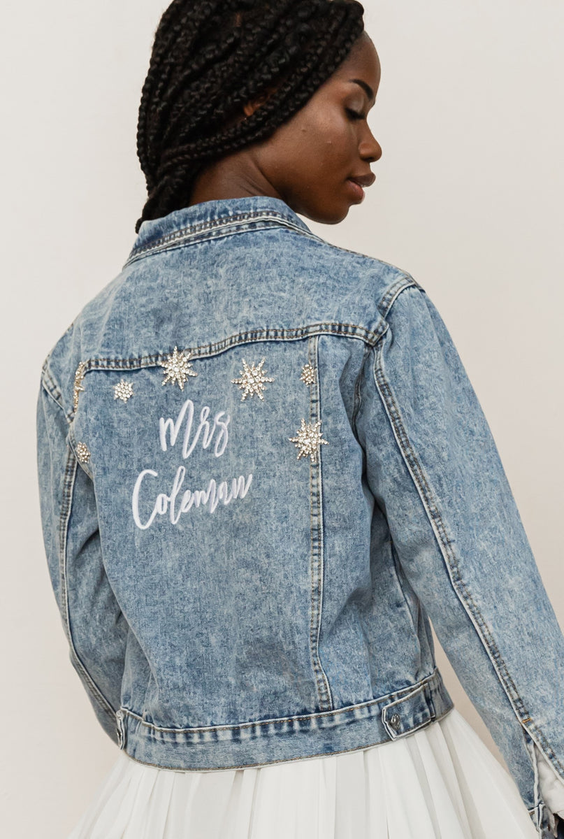 Star Struck Denim Jacket for Bride | The Wedding Shoppe