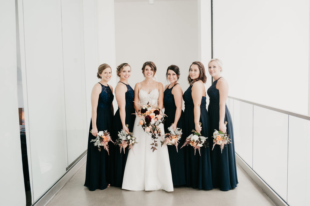 Stylish Long Navy Blue Bridesmaid Dresses