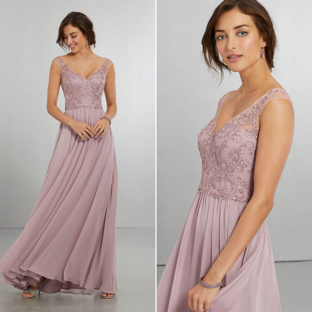 Embroidered top bridesmaid dress