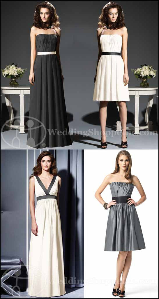 A Black and White Affair: Black and White Dessy Bridesmaid Dress Styles