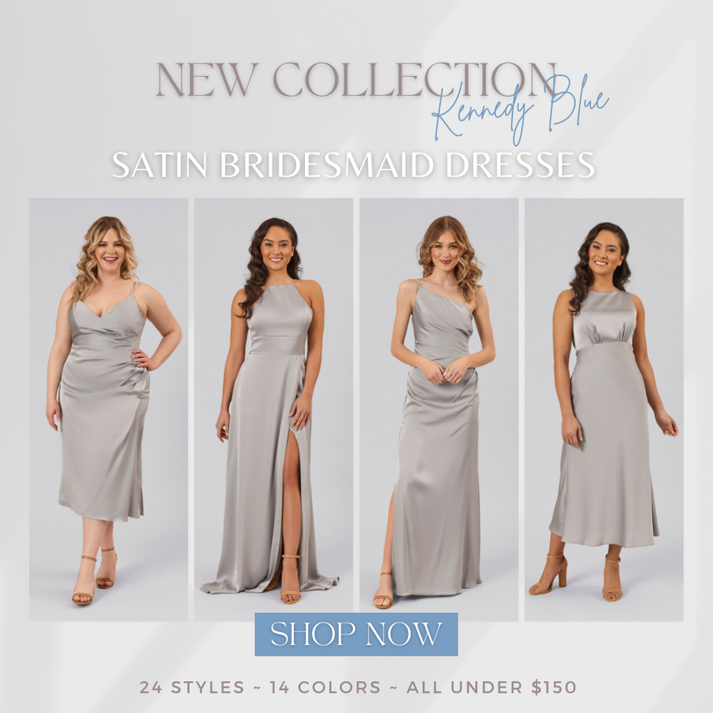 New Collection: Kennedy Blue Satin Bridesmaid Dresses