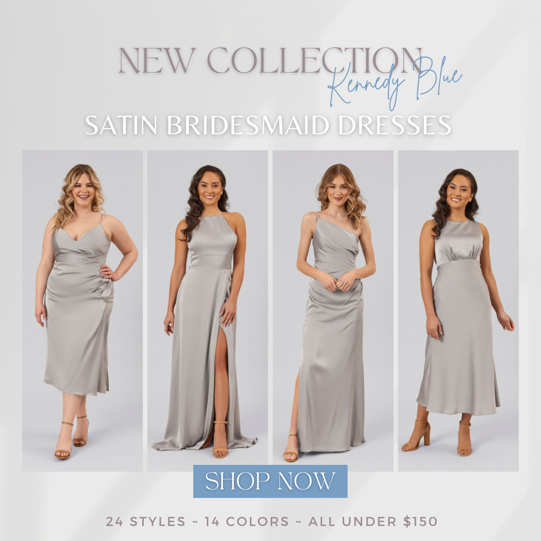 New Collection Kennedy Blue Satin Bridesmaid Dresses Wedding Shoppe