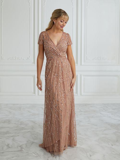 christina wu rose gold sequin dress 17045 Mothers dresses-long