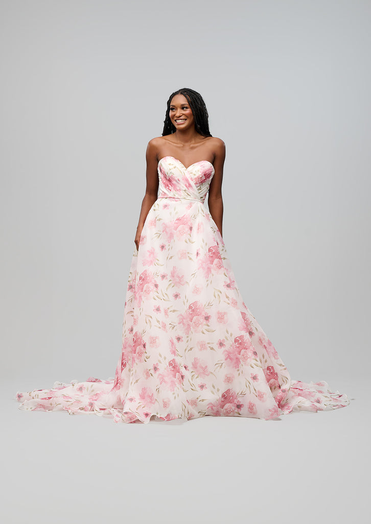 wedding dresses in pink and blue Elodie Dress Color:Cobalt Stripe bf21:OilTanned making it an unforgettable Burgundy Open Back Bow
