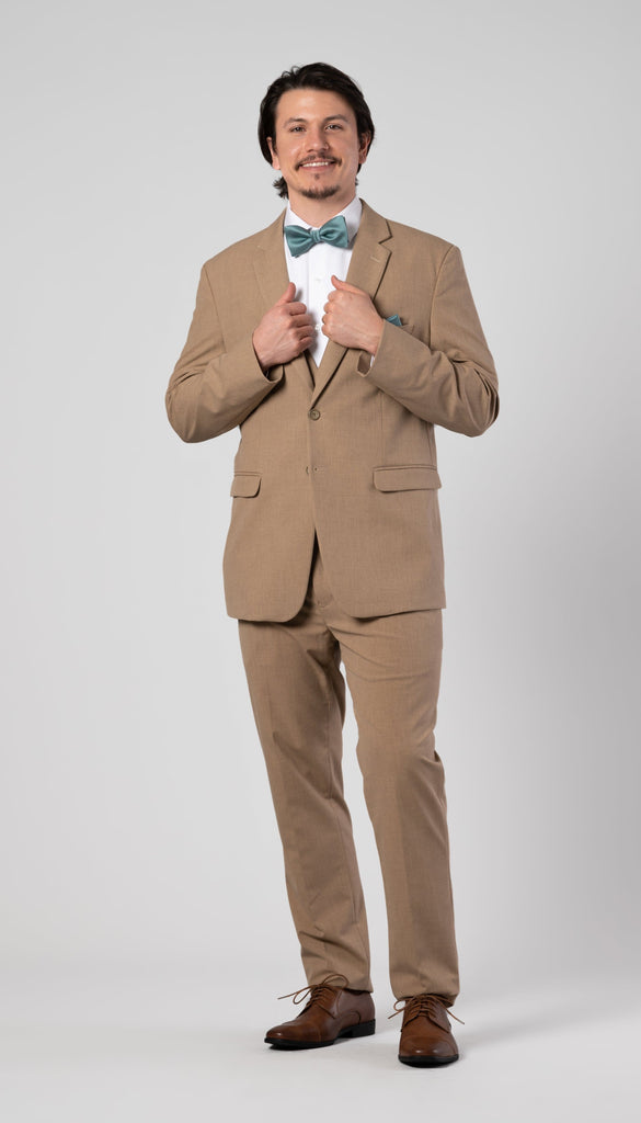 Trim Fit 3 Piece Suit Camel – Wedding Shoppe