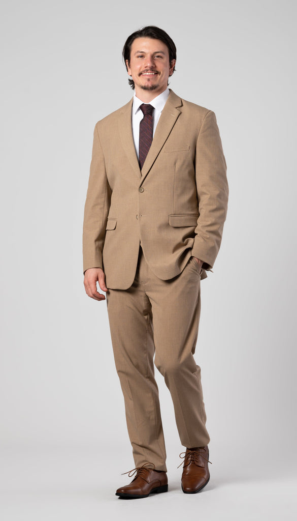 Trim Fit 2 Piece Suit Camel – Wedding Shoppe