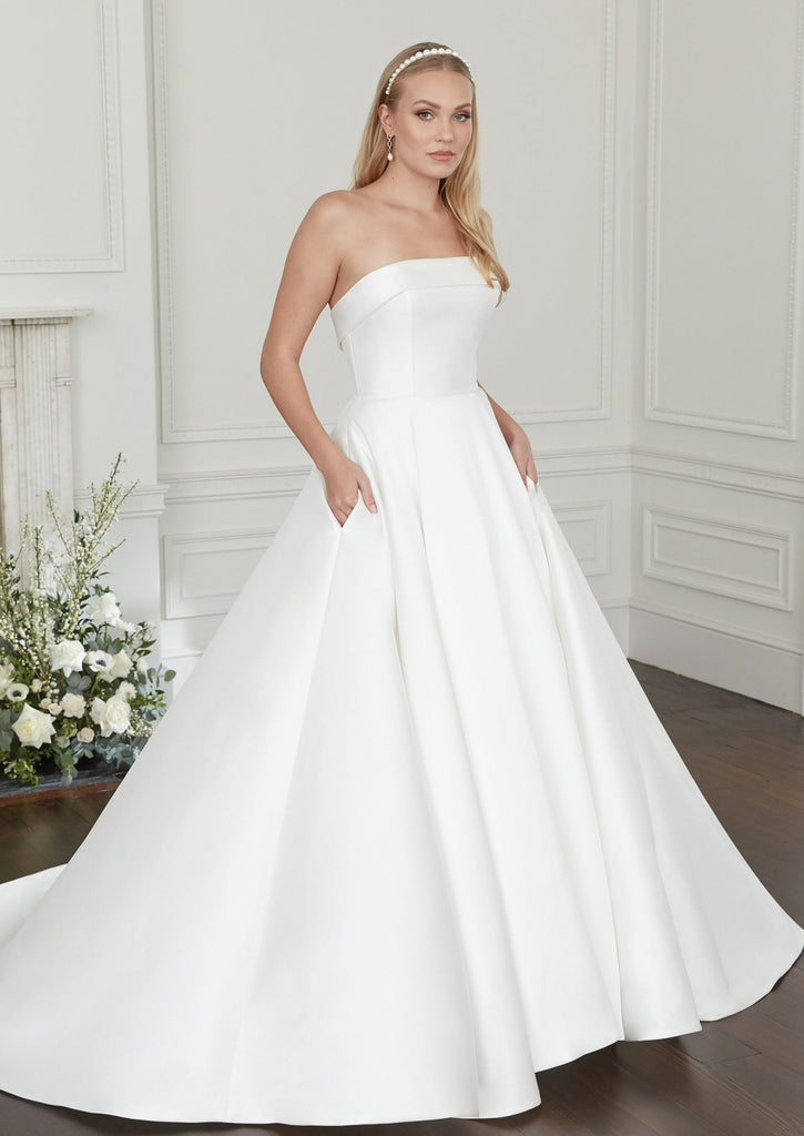elegant straight wedding dresses Straight Across Neckline Wedding Dresses | Clean & Modern