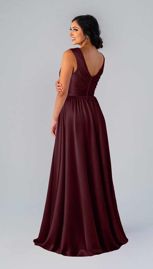 bordeaux bridesmaid dress Kennedy Blue Brittany Luxe Satin Lexi Samira Dress Orion Brittany offers an effortless lx-WDRS475 Color:Sand Beige