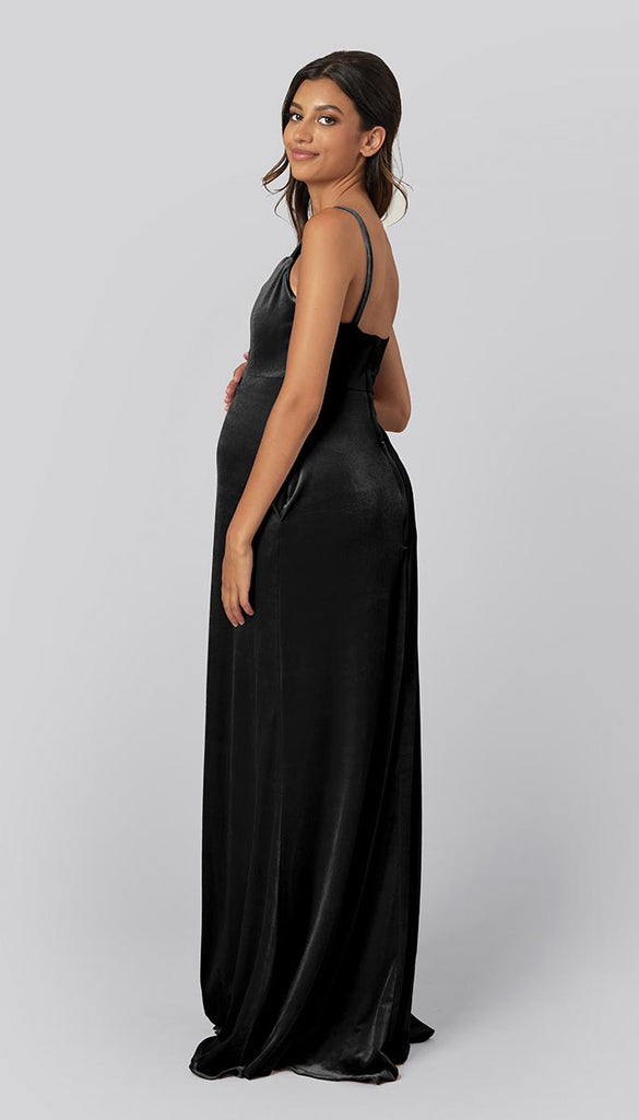 green emerald velvet dress Velvet Long Maternity Dress with Sleeves, Green / M