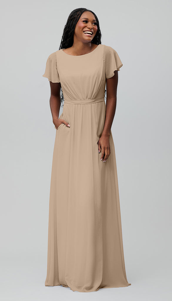 holly bridesmaid dress Holly Green Bridesmaid Dress Genevieve Ruffles A Line V Neck Floor Len main image 1