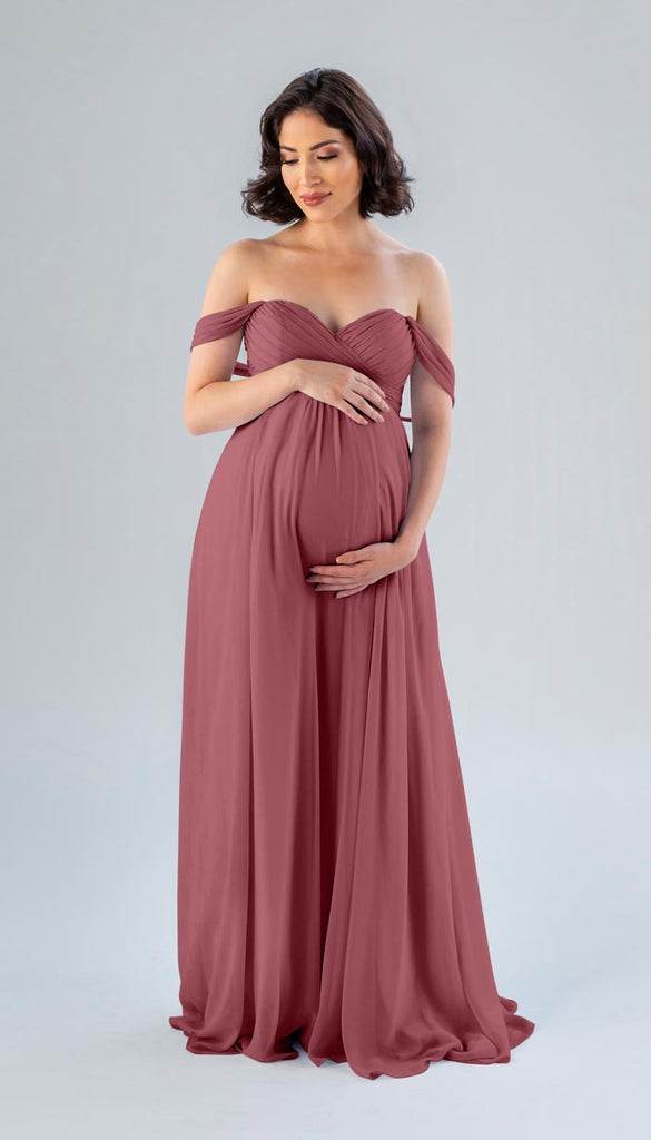 blue dress for baby girl Vintage Floral Backless Maternity Maxi Dress, Blue / L main image 0