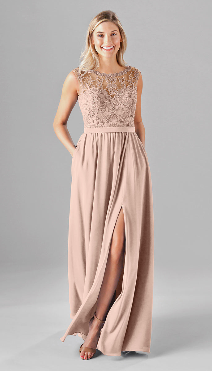 Slate Blue|Jade Embroidered Lace Bridesmaid Dress