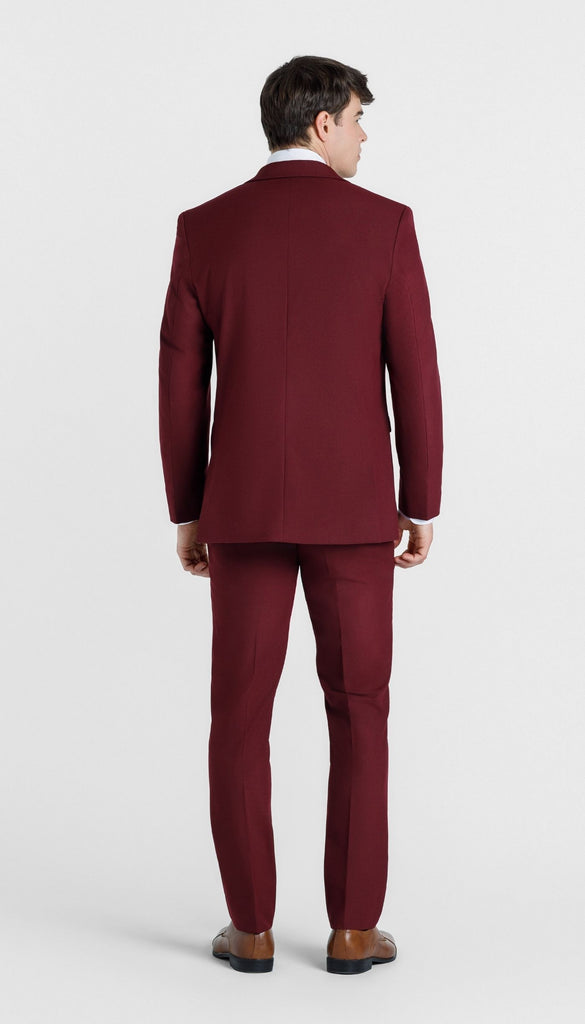 Trim Fit 3 Piece Suit Burgundy – Wedding Shoppe