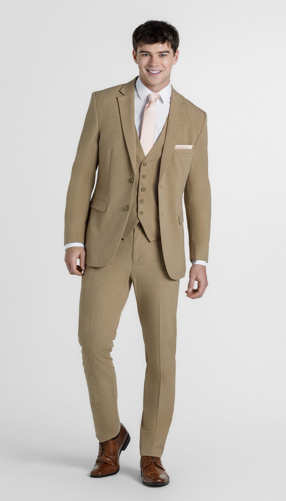 Trim Fit 3 Piece Suit Camel – Wedding Shoppe