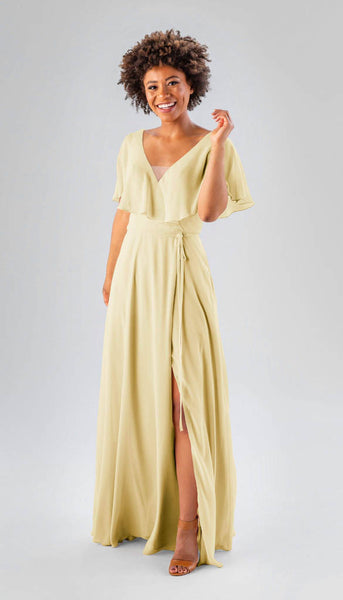 buttercup bridesmaid dress Kennedy Blue Courtney – Wedding Shoppe Bridal gowns Size:L(8/10) MAD3011 White Beach & Vacation A subtle slit allows