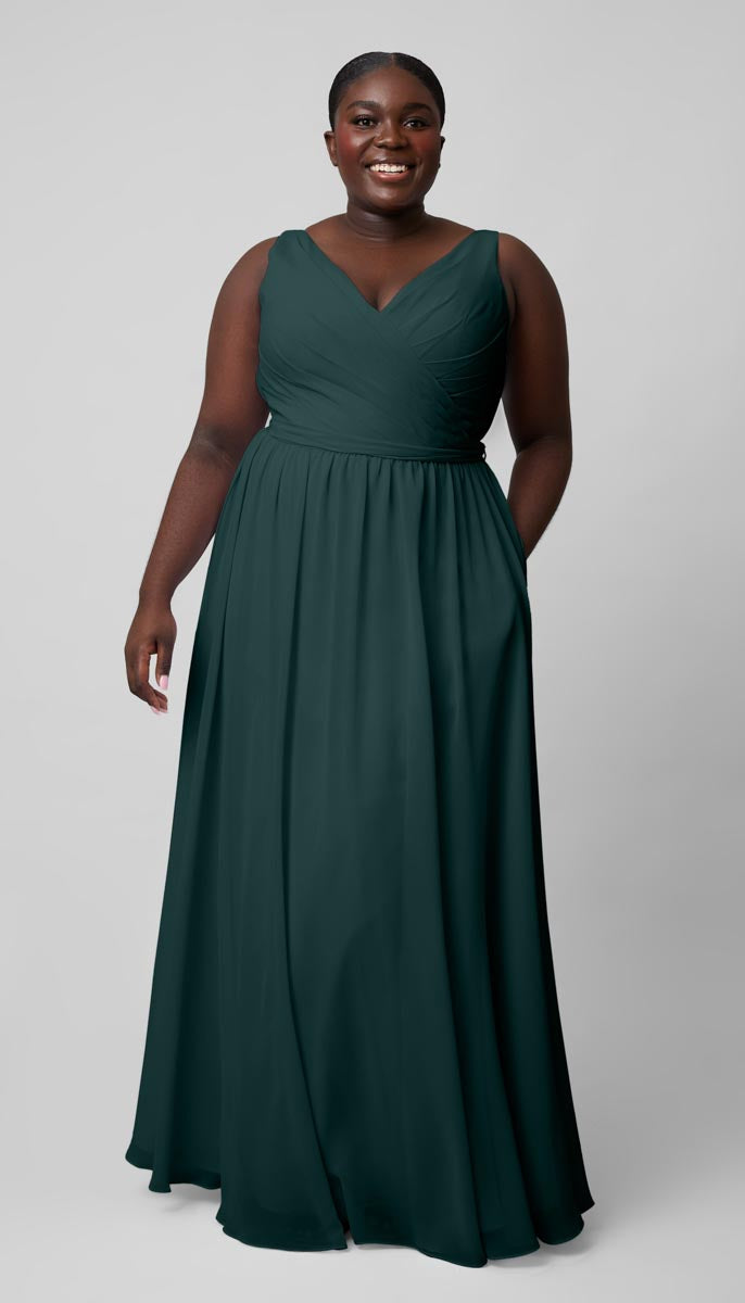 green emerald velvet dress BABARONI Off The Shoulder Chiffon Full Length Dress-Olive Green, Olive Green / US0 main image 0