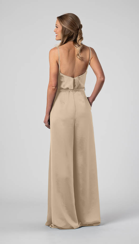Kennedy Blue Satin Bridesmaid Jumpsuit