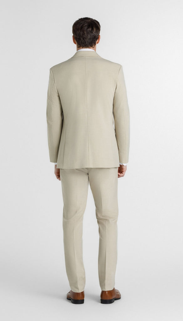 tan dress pants Slim Fit Flat Front Pre-Hemmed Dress Pants (Beige) OS-900 34x30 main image 1