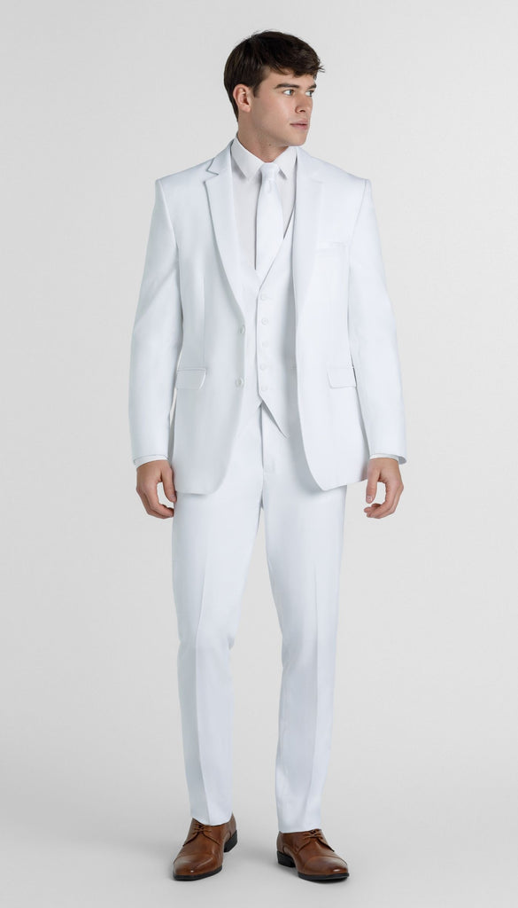 Trim Fit 3 Piece Suit White – Wedding Shoppe
