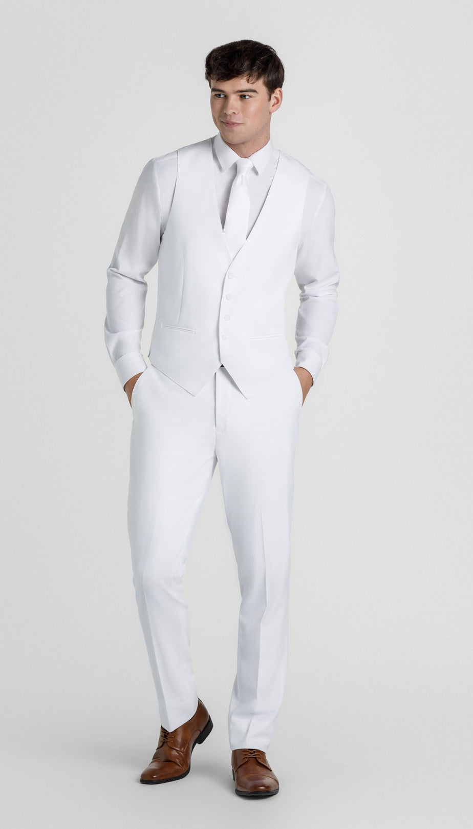 white suit dress Trim Fit 3 Piece Suit White – Wedding Shoppe